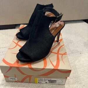 VIA SPIGA Black Suede Leather Peep-toe Slingback